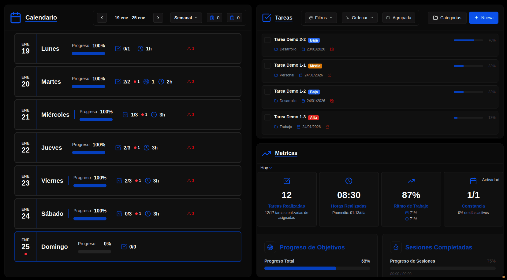 Vista completa - Planificación